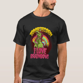 Camiseta Zombiecorn amo arcoíris cerebrales Unicornio Zombi
