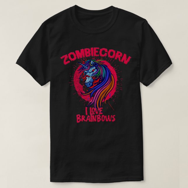 Camiseta Zombiecorn Me encanta Brainbows Halloween Zombie U (Diseño del anverso)