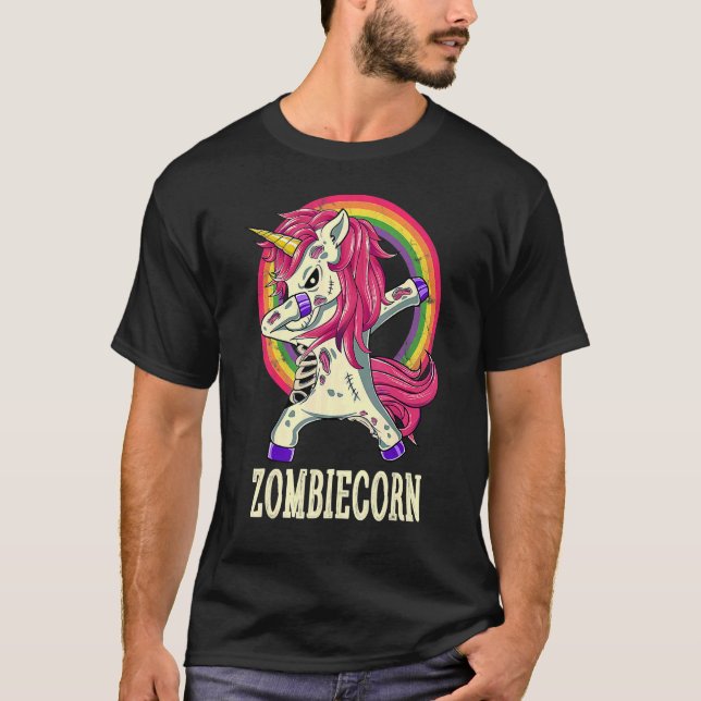 Camiseta Zombiecorn Zombie Unicorn Dabbing Dance Halloween (Anverso)