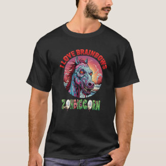 Camiseta Zombiecorn Zombie Unicornio I Love Brainbows Punk