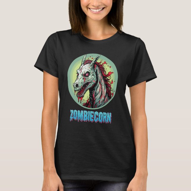 Camiseta Zombiecorn Zombie Unicornio I Love Brainbows Punk  (Anverso)