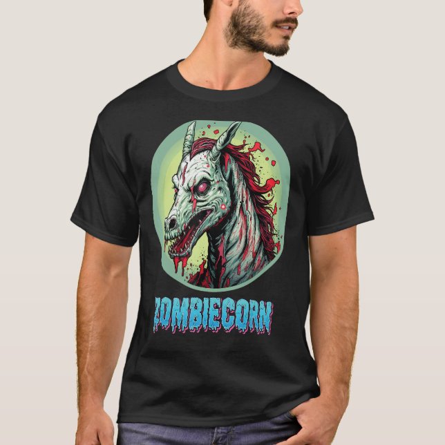 Camiseta Zombiecorn Zombie Unicornio I Love Brainbows Punk  (Anverso)