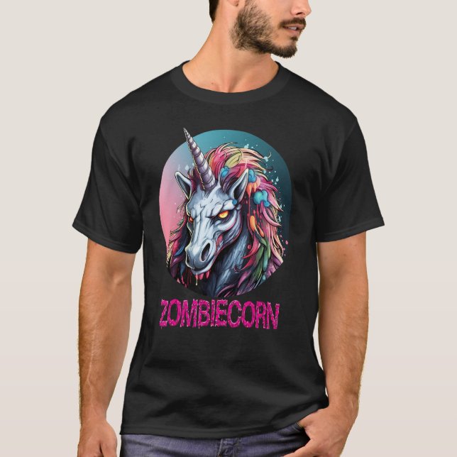 Camiseta Zombiecorn Zombie Unicornio I Love Brainbows Punk  (Anverso)