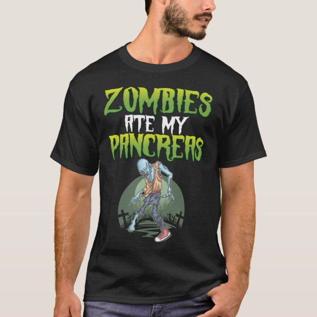 Camiseta Zombies Ate My Pancreas Diabetes Awareness Hallowe (Anverso)
