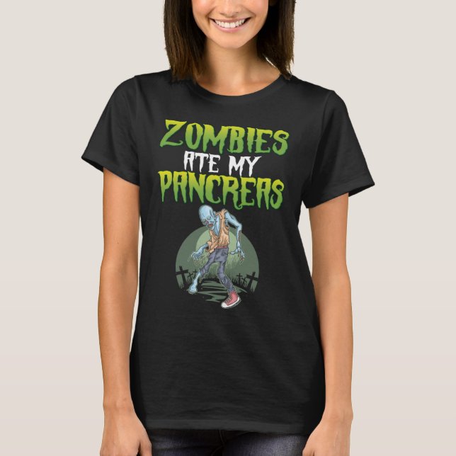 Camiseta Zombies Ate My Pancreas Diabetes Awareness Hallowe (Anverso)