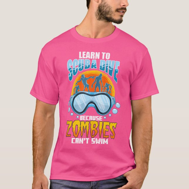 Camiseta Zombies Can'T Swim Funny Underwater Scuba Diving D (Anverso)