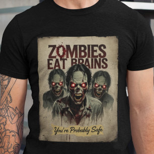 Camiseta Zombies comen cerebros Humor vintage de té Hallowe