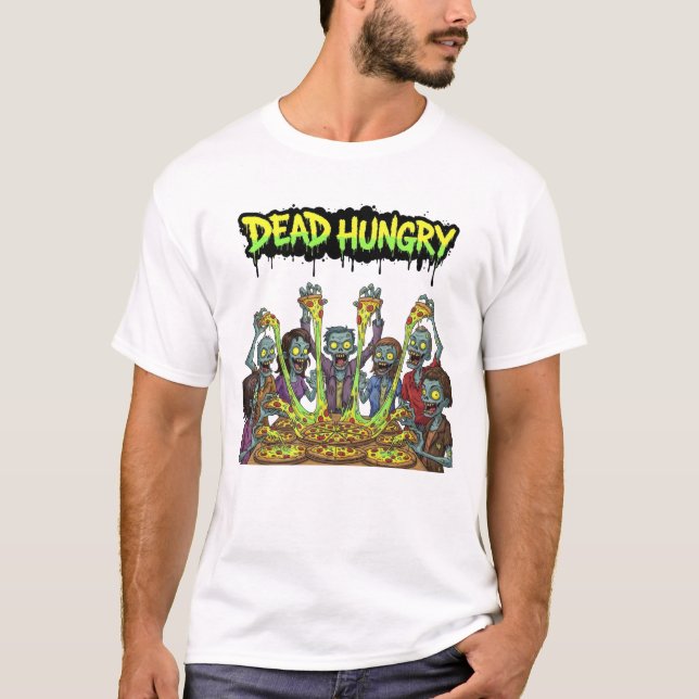 Camiseta Zombies comiendo pizza (Anverso)