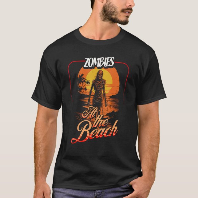 Camiseta Zombies de terror retro sin muerte en la playa Sun (Anverso)