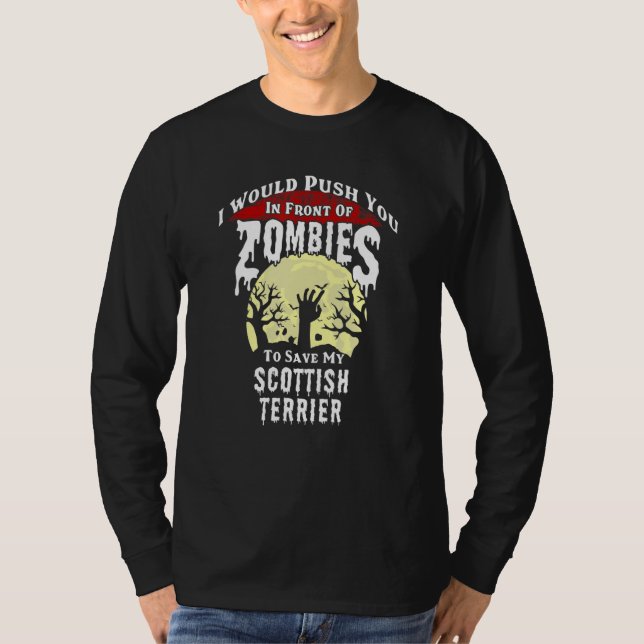 Camiseta Zombies Escoceses Terrier Escandaloso Halloween (Anverso)