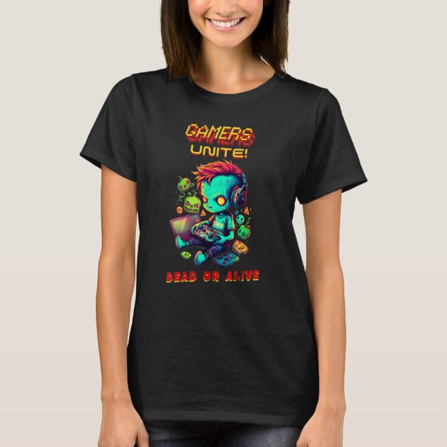 Camiseta Zombies Gamers Unite Arcade Game Virtual Player Te (Anverso)