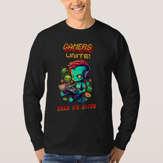 Camiseta Zombies Gamers Unite Arcade Game Virtual Player Te (Anverso)
