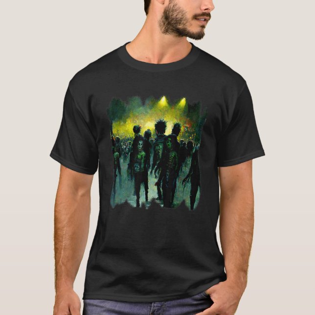Camiseta Zombis En Un Concierto De Rock. Buen Momento Para  (Anverso)