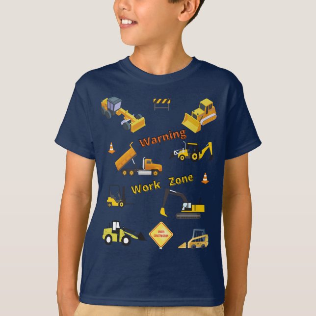 Camiseta Zona de trabajo de advertencia de construcción (Anverso)
