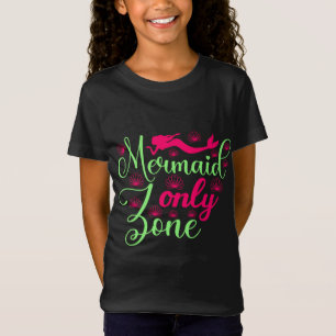 Camiseta Zona exclusiva de sirenas en rosa caliente y verde