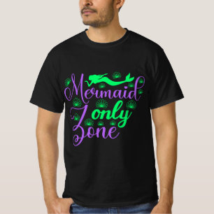 Camiseta Zona exclusiva de sirenas en verde neón y púrpura