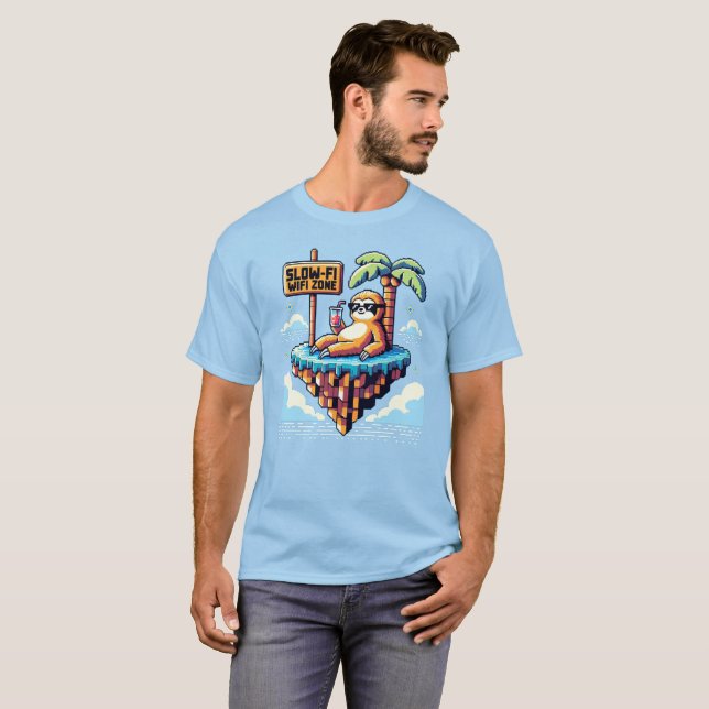 Camiseta Zona WiFi lenta - Divertidas vacaciones de eslogan (Anverso completo)