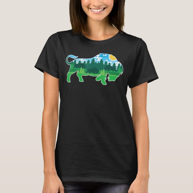 Camiseta Zoo Al Aire Libre Animales Camping Gente Búfalo Bi (Anverso)