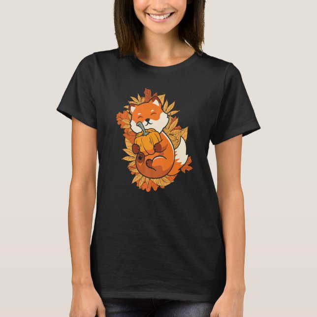 Camiseta Zoo Animal Fox Autumn Falling Leaves Forest Animal (Anverso)