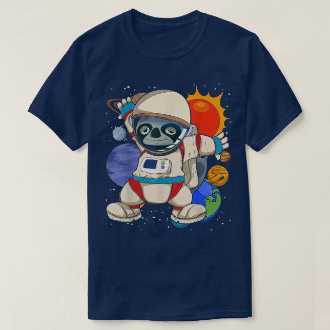 Camiseta Zoo Animal Space Scientist Planets Universe Sloth  (Diseño del anverso)