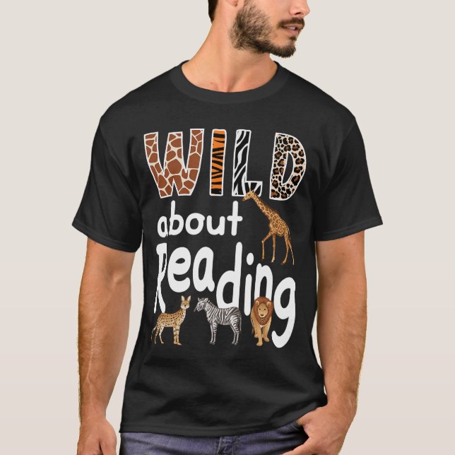 Camiseta Zoo Animals Wild About Reading Books Reader Lover  (Anverso)