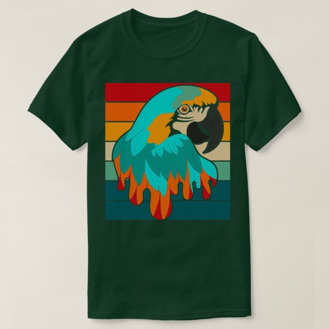 Camiseta ZooAnimalRetroBirdMacawParrot (Diseño del anverso)