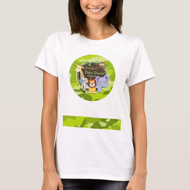 Camiseta Zoológico Animales; camo verde brillante, camuflaj (Anverso)