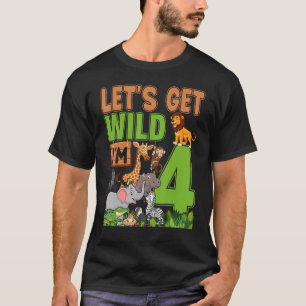 Camiseta Zoológico de 4 años Cumpleaños Safari Jungle Anima