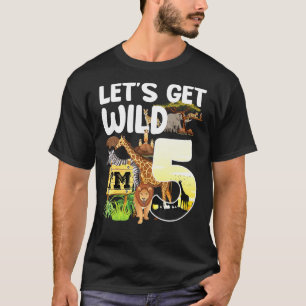 Camiseta Zoológico de 5 años Cumpleaños Safari Jungle Anima