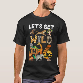 Camiseta Zoológico de 6 años Cumpleaños Safari Jungle Anima