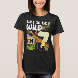 Camiseta Zoológico de 7 años Cumpleaños Safari Jungle Anima