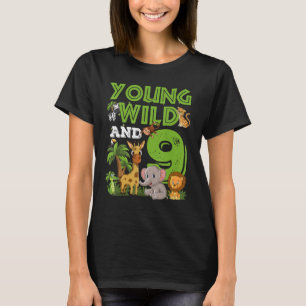 Camiseta Zoológico de 9 años Cumpleaños Safari Jungle Anima