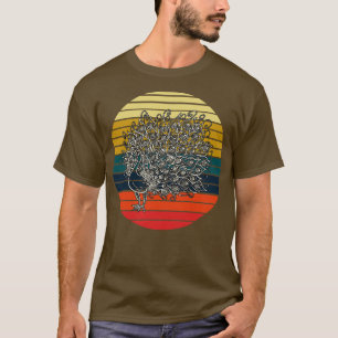 Camiseta Zoológico de Aves Ornamental Animal Retro Peacock