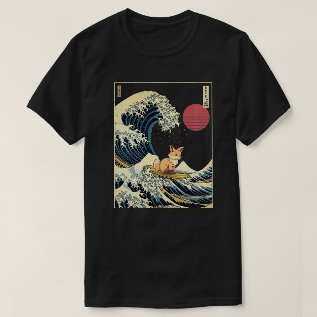 Camiseta Zoológico Kanagawa Japonés de Fox Wave Funny Surf  (Diseño del anverso)