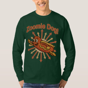 Camiseta Zoomie Dog Flying Hot Dog Personalizado - Fun Retr