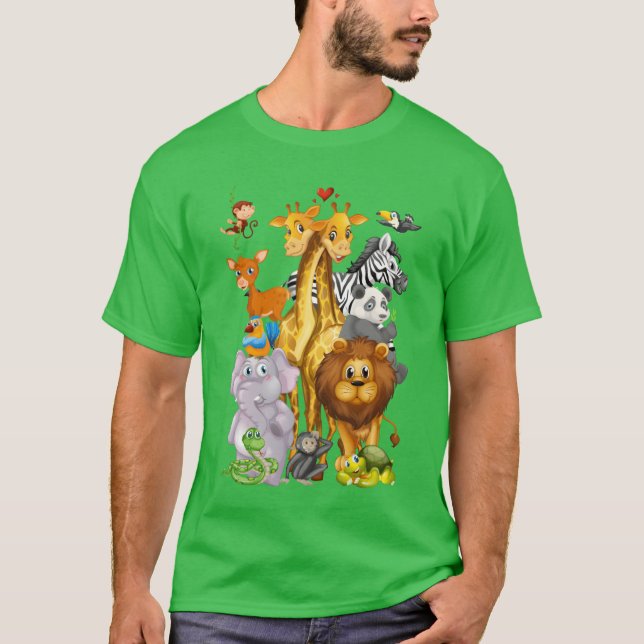 Camiseta Zoorip Cute Zoo Animals retro (Anverso)