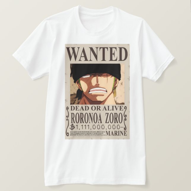 Camiseta Zoro Wanted Poster Man T shirt (Anverso del diseño)
