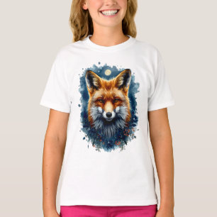 Camiseta Zorro Acuarela Luna Bosque Animal Estética
