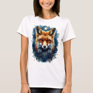 Camiseta Zorro Acuarela Luna Bosque Animal Estética