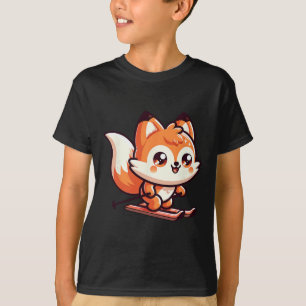 Camiseta Zorro adorable patinando Kawaii pendiente alpina d