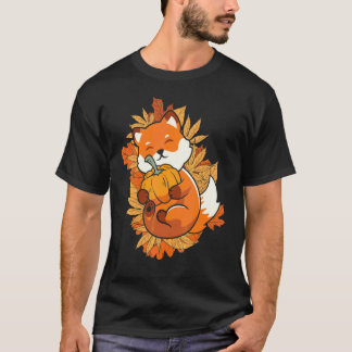 Camiseta Zorro Animal Del Zoológico Otoño Hojas Caídas Anim