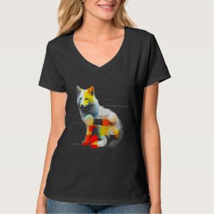 Camiseta Zorro Arte Colorido Arte Geométrico de Animal Zorr