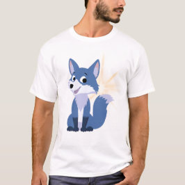 Camiseta Zorro azul lindo dibujo animado con brillo