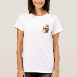 Camiseta Zorro Baterista Adorable Tocando Hongo