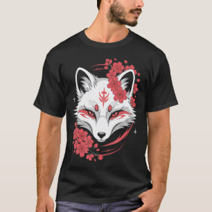 Camiseta Zorro Blanco Japonés Kitsune Anime Kawaii Cereza