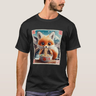 Camiseta Zorro cachorro de ramen de sello postal japonés fl