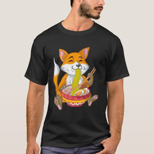 Camiseta zorro comiendo ramen (Anverso)