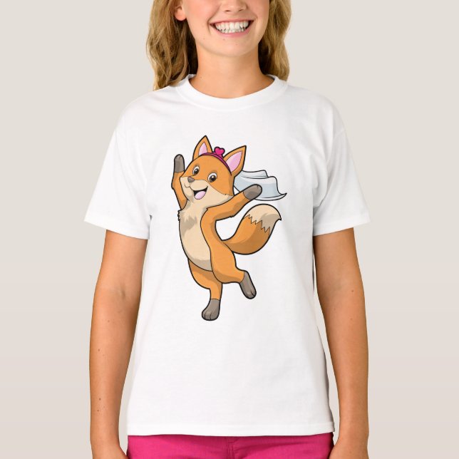 Camiseta Zorro como Novia con Velo y Corazón (Anverso)