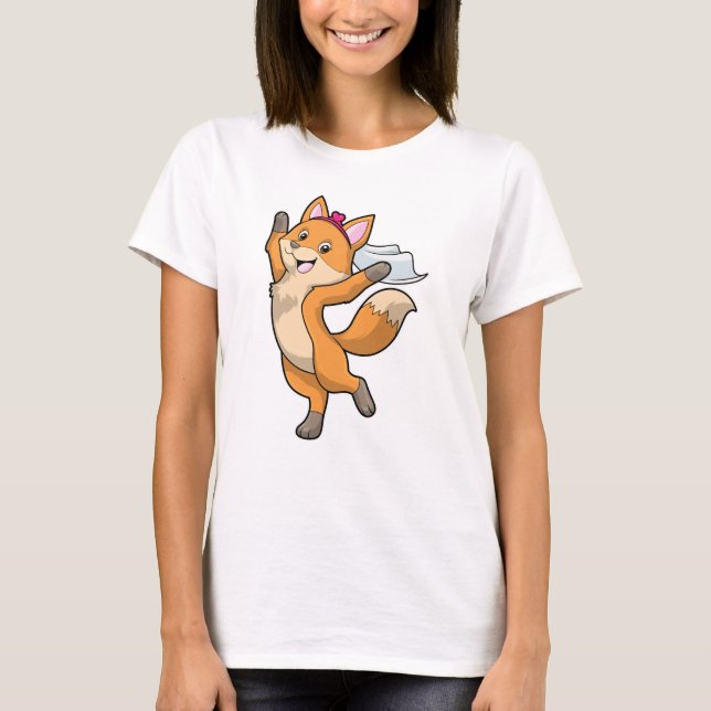 Camiseta Zorro como Novia con Velo y Corazón (Anverso)