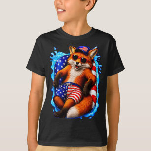 Camiseta Zorro con gafas de sol animal patriótico verano pi
